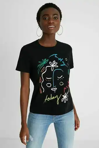 Desigual Arty T-shirt van 100% katoen - BLACK - XL aanbieding