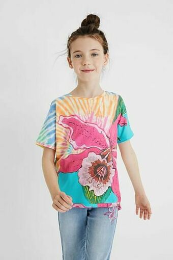 Desigual T-shirt met zijdelingse openingen - YELLOW - 3/4 aanbieding