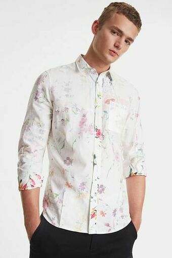 Desigual Shirt met bloemen 100% katoen - WHITE - XXL aanbieding