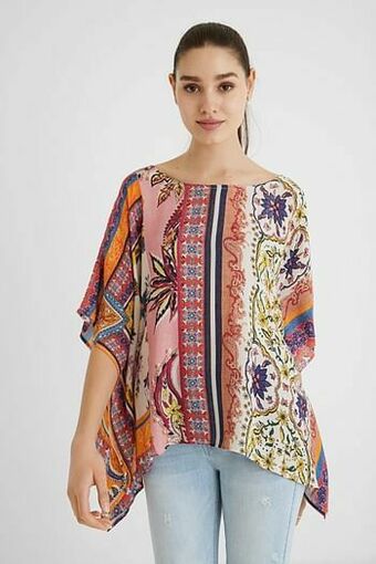 Desigual Wijde blouse met paisleyprint - RED - S aanbieding