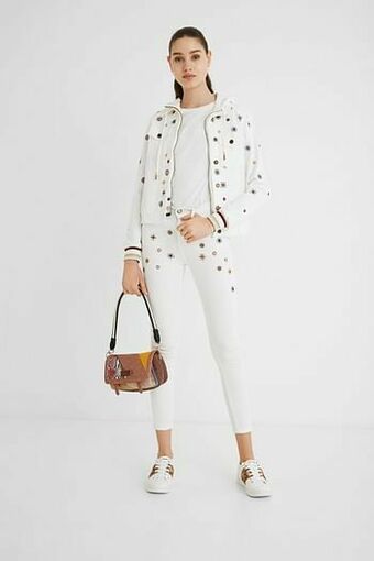 Desigual Enkellange skinny jeans - WHITE - 32 aanbieding