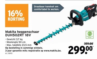 GAMMA Makita Heggenschaar DUH502RT 18V aanbieding