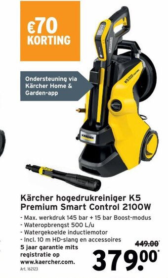 GAMMA Karcher Hogedrukreiniger K5 Premium Smart Control 2100W aanbieding