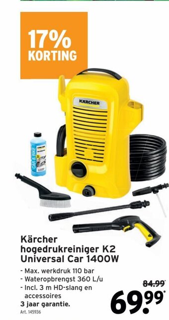 GAMMA Karcher Hogedrukreiniger K2 Universal Car 1400W aanbieding