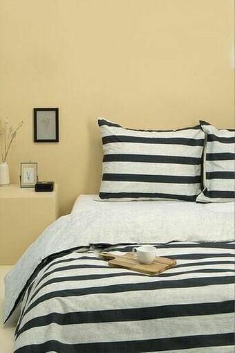 HEMA HEMA Dekbedovertrek - Chambray Katoen - Zwart Streep (zwart) aanbieding