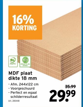 GAMMA MDF plaat Dikte 18mm aanbieding