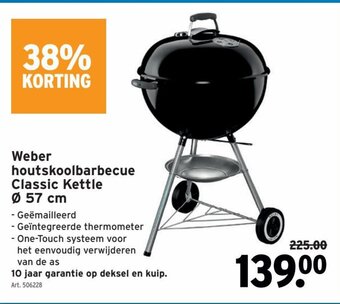 GAMMA Weber Houtskoolbarbecue Classic Kettle 57cm aanbieding