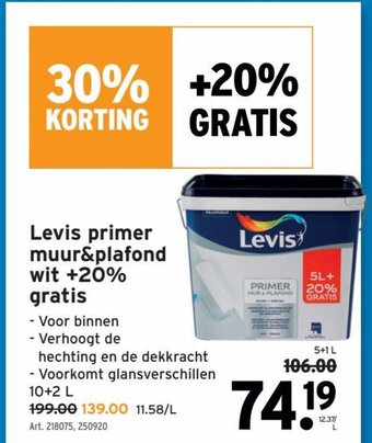 GAMMA Levis Primer Muur&Plafond Wit +20% Gratis aanbieding