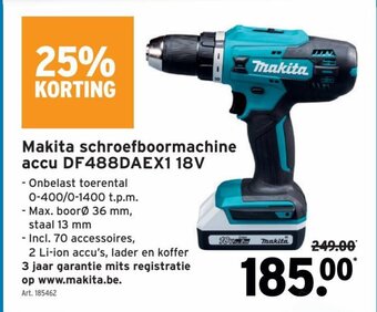 GAMMA Makita Schroefboormachine Accu DF488DAEX1 18V aanbieding