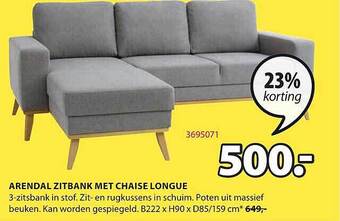 Jysk Arendal Zitbank Met Chaise Longue aanbieding
