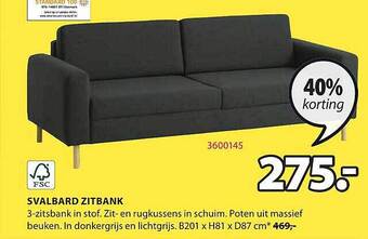 Jysk Svalbard Zitbank aanbieding
