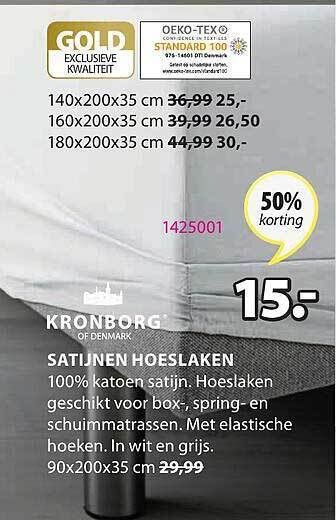 Jysk Satijnen Hoeslaken aanbieding