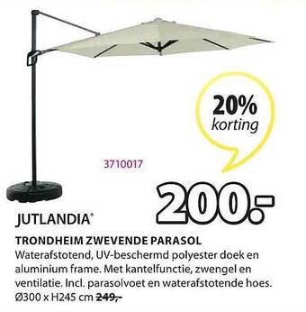 Jysk Trondheim Zwevende Parasol aanbieding