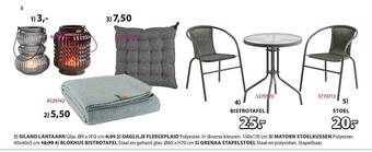 Jysk Lantaarn, Fleeceplaid, Stoelkussen, Bistrotafel, Stapelstoel aanbieding