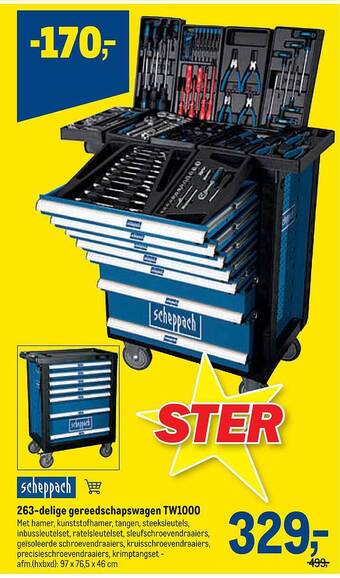 Makro 263delige Gereedschapswagen aanbieding