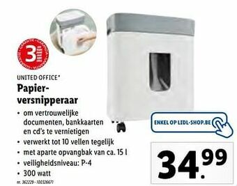 Lidl United office papierversnipperaar aanbieding