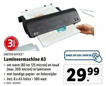 Lidl United office lamineermachine a3 aanbieding