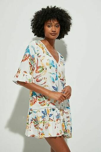 Desigual Korte strandjurk - WHITE - XL aanbieding
