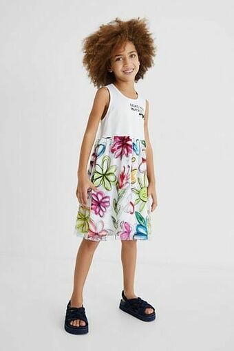 Desigual Korte jurk van twee stoffen met racerrug - WHITE - 3/4 aanbieding