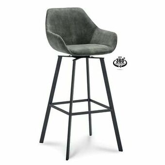 Leen Bakker Barkruk Riyo - fluweel - donkergroen - 80 cm - 2 stuks - Leen Bakker aanbieding