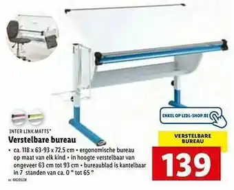 Lidl Verstelbare bureau inter link matts aanbieding