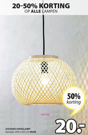Jysk Sigvard Hanglamp aanbieding