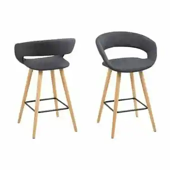 Leen Bakker Barkruk Tarup - donkergrijs - 65,5 cm hoog (2 stuks) - Leen Bakker aanbieding