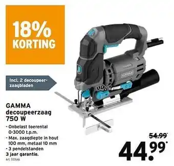 GAMMA Gamma decoupeerzaag 750 w aanbieding