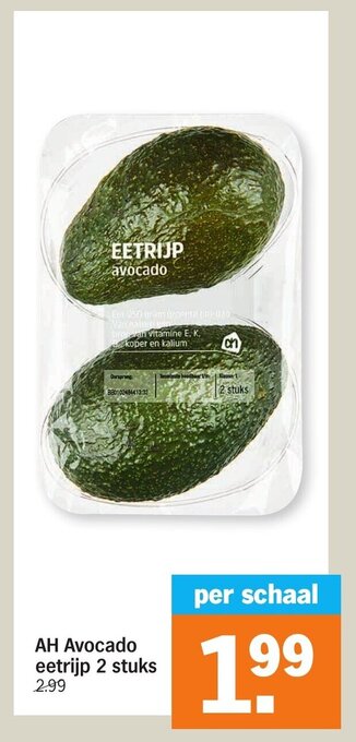 Albert Heijn Avocado eetrijp 2 stuks aanbieding