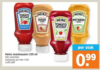 Albert Heijn Heinz snacksauzen 220ml aanbieding