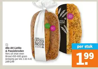Albert Heijn Alle AH liefde & passiebroden 450-600g aanbieding