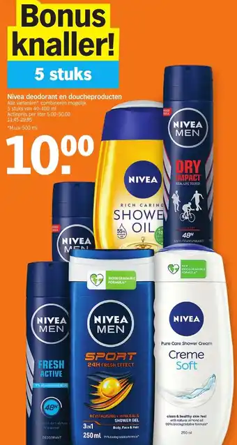 Albert Heijn Nivea deodorant en doucheproducten 40-400ml aanbieding