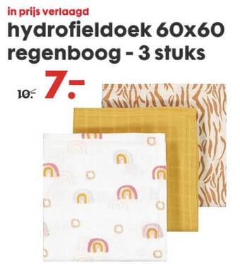 HEMA Hydrofieldoek 60x60 Regenboog 3 Stuks aanbieding