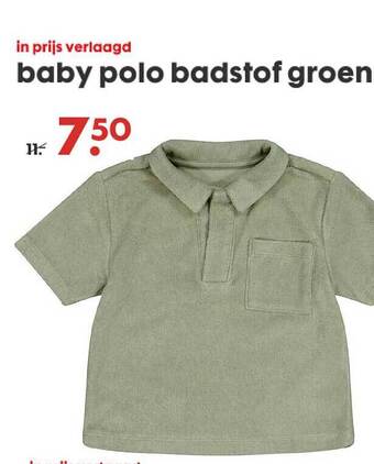 HEMA Baby Polo Badstof Groen aanbieding