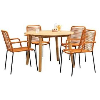 Leen Bakker Le Sud tuinset Lunas Dijon rond - cognackleur - 5-delig - Leen Bakker aanbieding