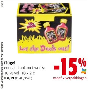 Colruyt Flugel energiedrank met wodka aanbieding