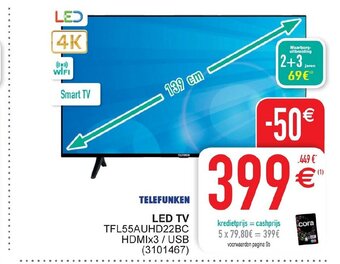 Cora Telefunken Led TV TFL55AUHD22BC aanbieding