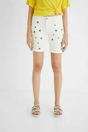 Desigual Korte jeans met mandala’s - WHITE - 30 aanbieding