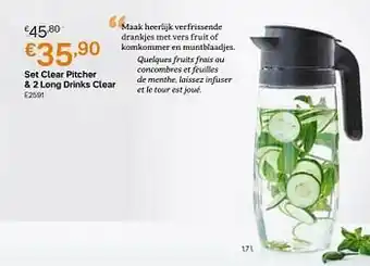 Tupperware Set clear pitcher + 2 long drinks clear aanbieding
