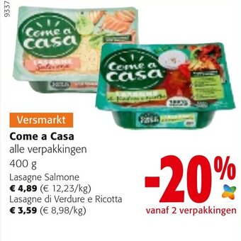 Colruyt Come a Casa Lasagne Salmone, Lasagne di Verdure e Ricotta aanbieding