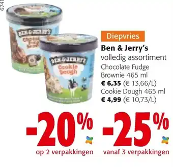 Colruyt Ben & Jerry's Brownie 465ml, Cookie Dough 465ml aanbieding