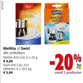 Colruyt Melitta of Swirl aanbieding