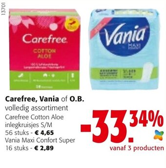 Colruyt Carefree, Vania of O.B. aanbieding