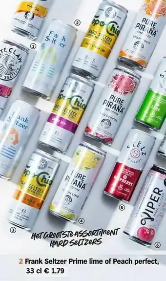 Albert Heijn Frank seltzer prime lime of peach perfect aanbieding