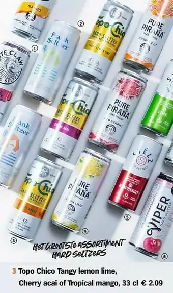 Albert Heijn Topo chico tangy lemon lime cherry acai of tropical mango aanbieding