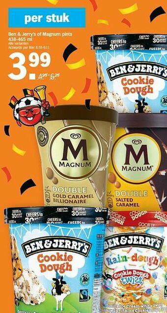 Albert Heijn Ben + jerry`s of magnum pints aanbieding