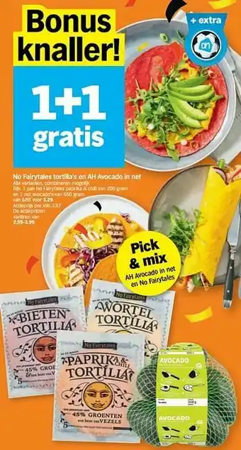Albert Heijn 1 pak no fairytales paprika + chili en 1 net avocado`s aanbieding
