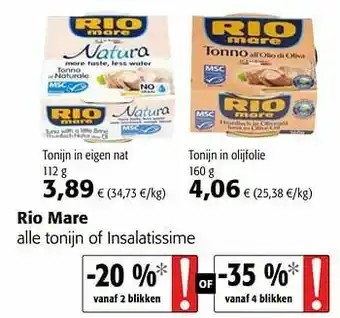Colruyt Rio mare alle tonijn of insalatissime aanbieding