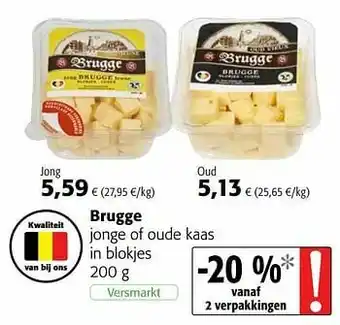 Colruyt Brugge jonge of oude kaas in blokjes aanbieding