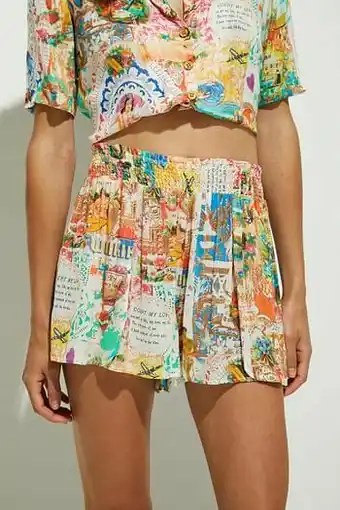 Desigual Short met Hawaïprint en lurex - WHITE - S aanbieding